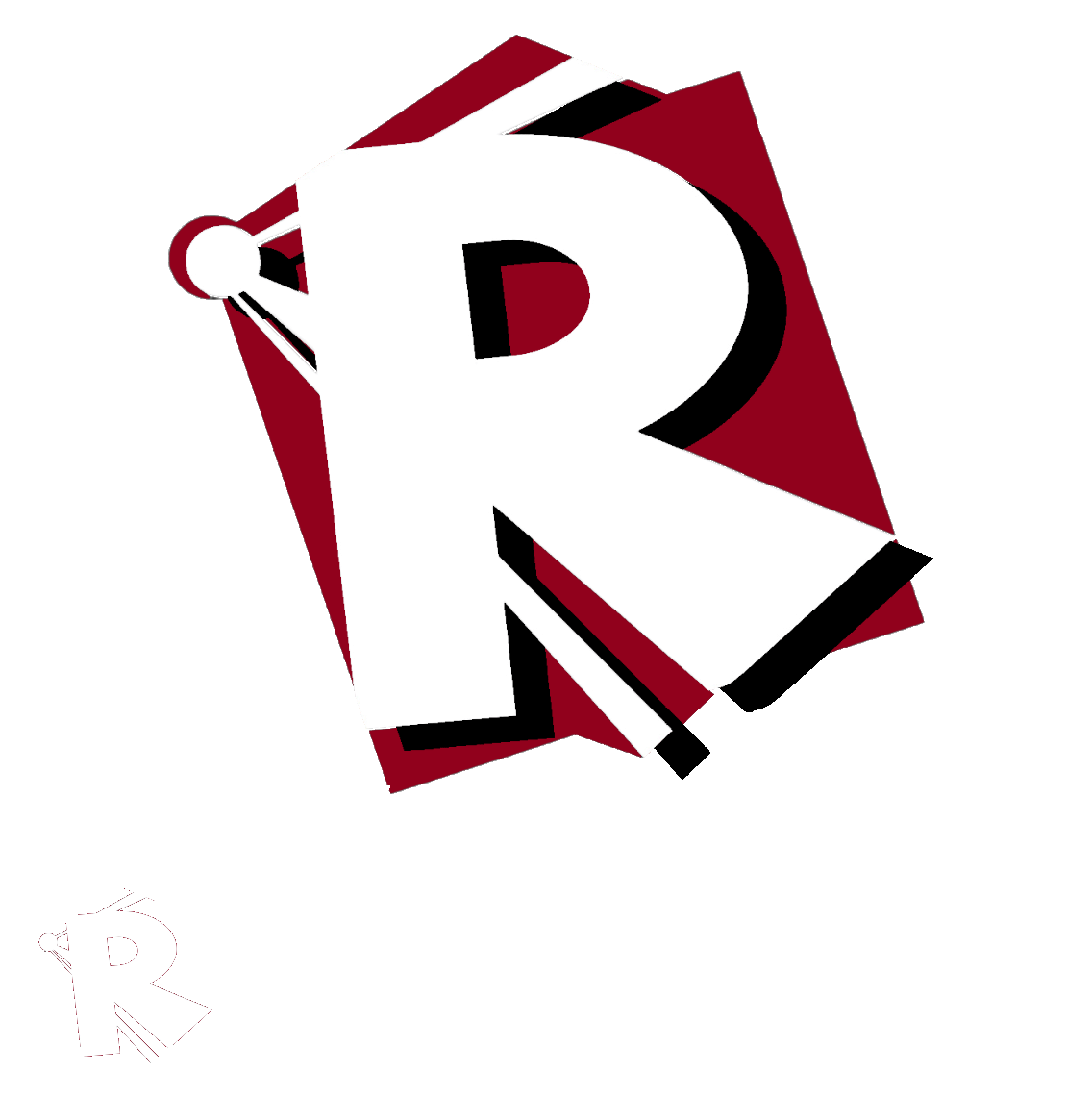 logo item R petit rouge ombré blanc noir relief